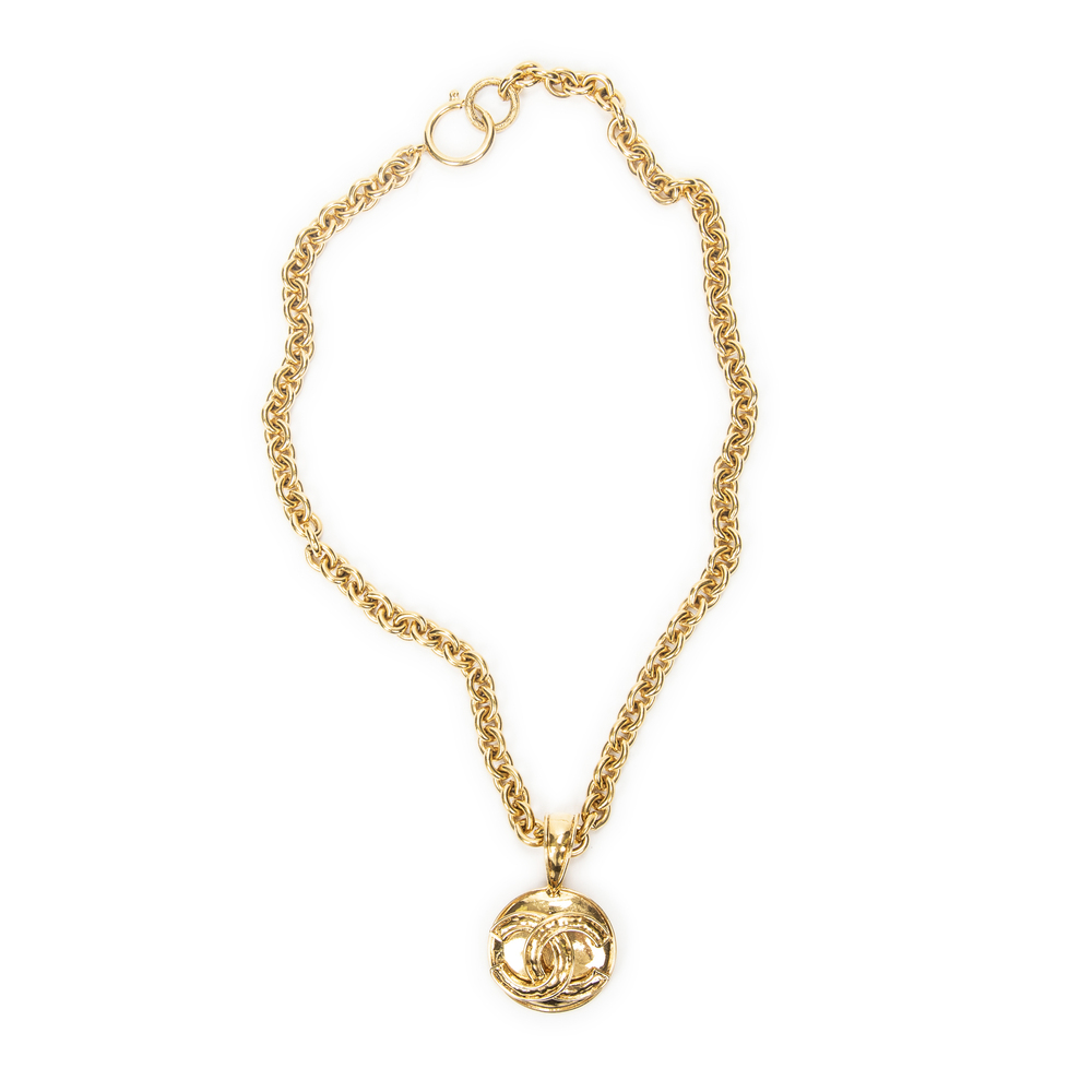 Chanel Vintage CC Medallion Pendant Necklace